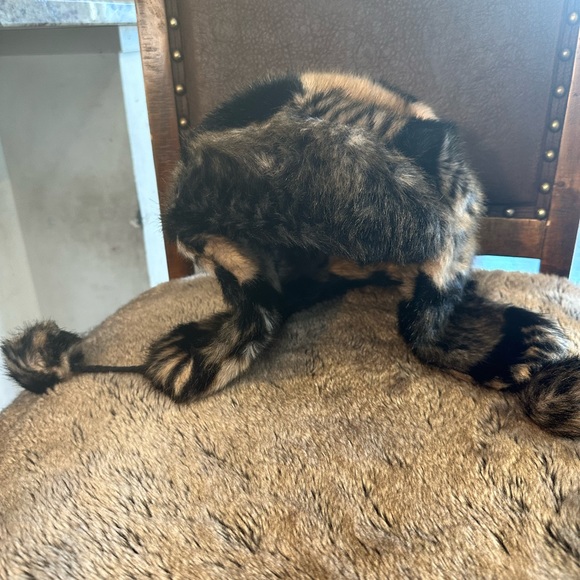 Mudd Faux Fur Brown and Black Trapper Sleight Hat with balls - Picture 8 of 8